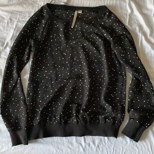 LC Lauren Conrad black & white star blouse